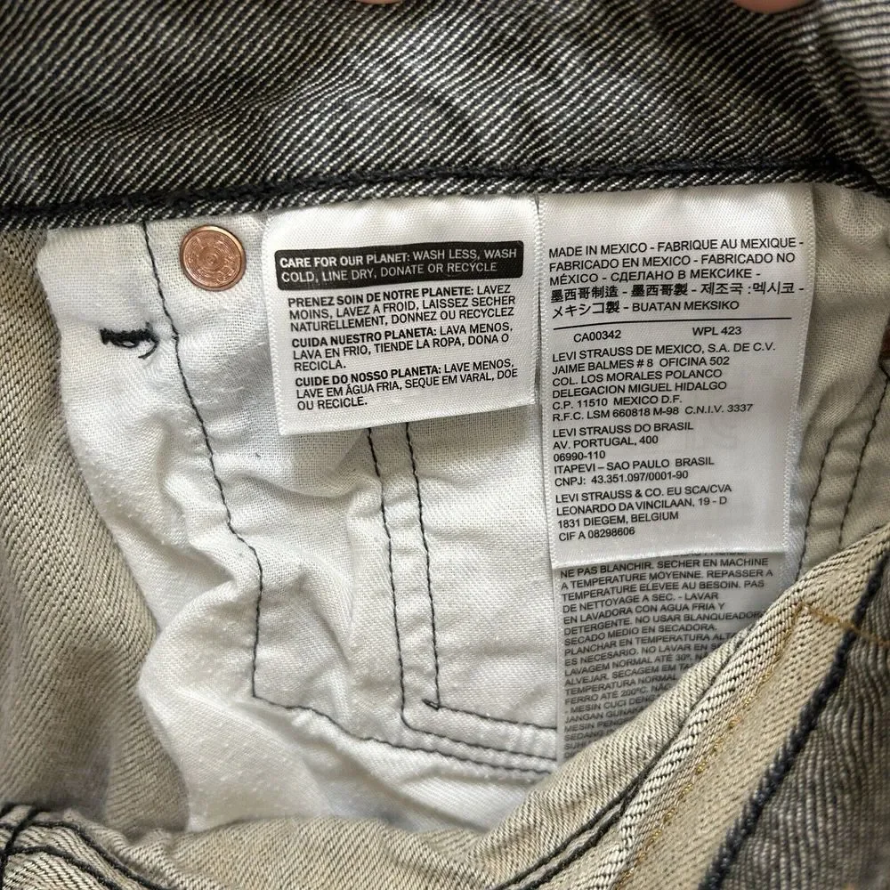 Levis‎ Jeans Mens 32x30* Black White Contrasted 501 XX Button Fly Straight Denim